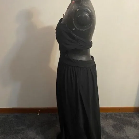 BAN JOL Black strapless shirred side split maxi dress, size Large - Picture 2 of 5